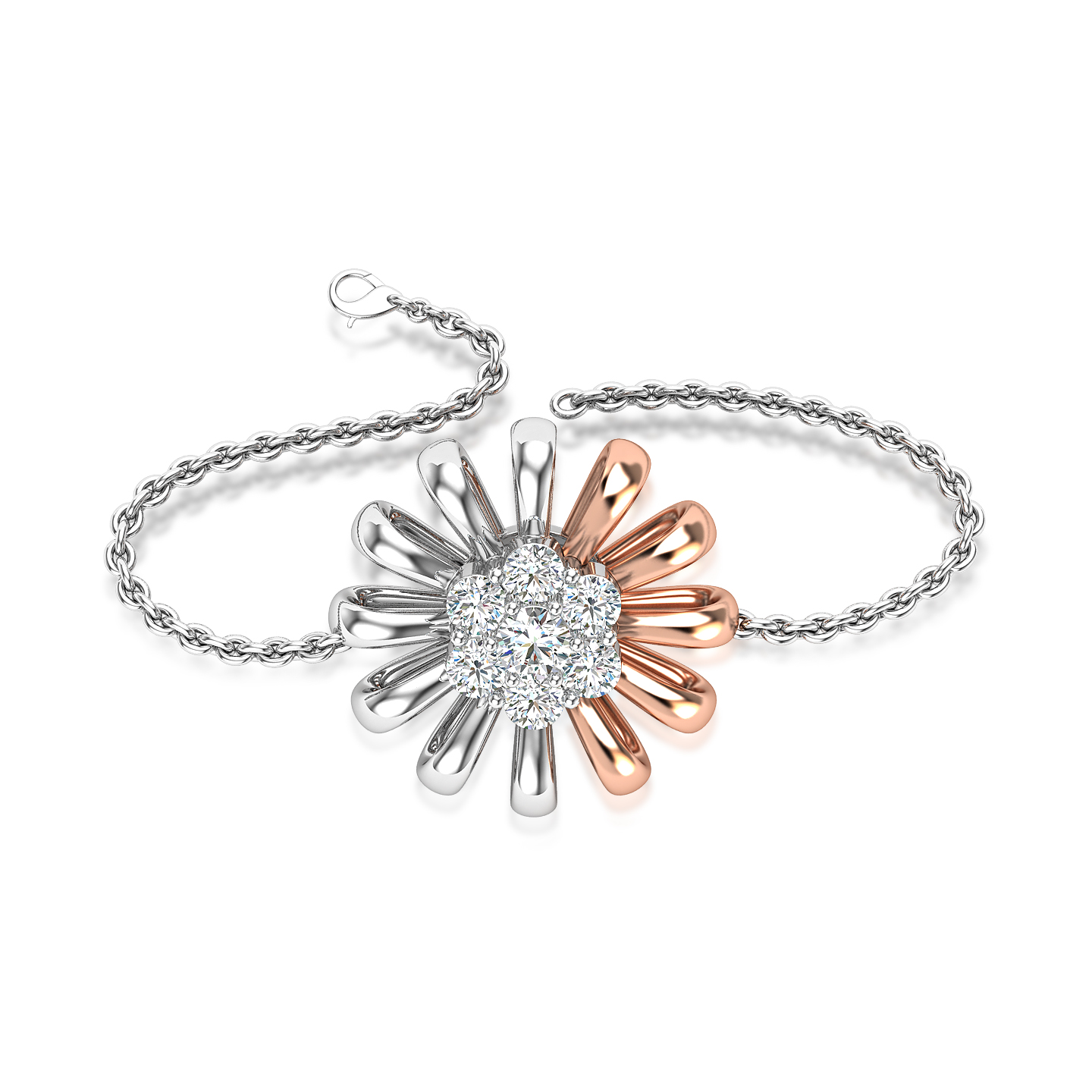 Dual-Tone Bloom Burst Diamond Bracelet